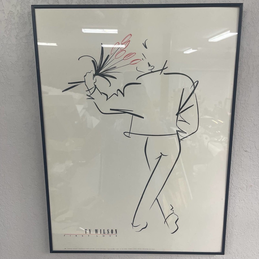 Ty Wilson art deco framed glass and metal ‘first love’ lrint 18x24